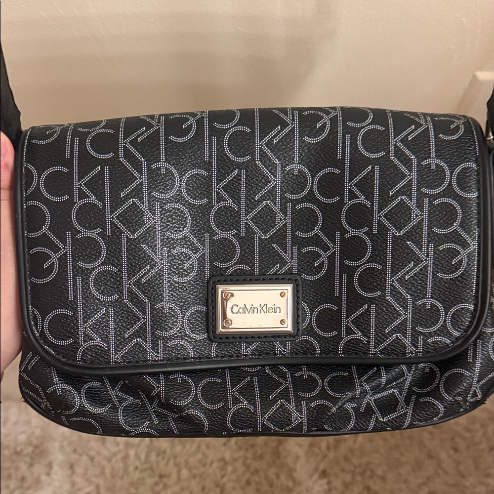 Calvin Klein Black Logo Jacquard Crossbody Bag